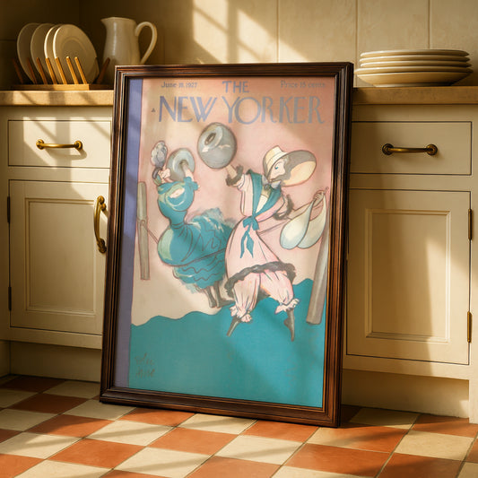 The New Yorker June 1927 Vintage Cover Poster, Women Beach Ball Art Print