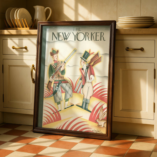 New Yorker 1928 Cover Art Poster, Vintage Hunting Scene, Art Deco Wall Print