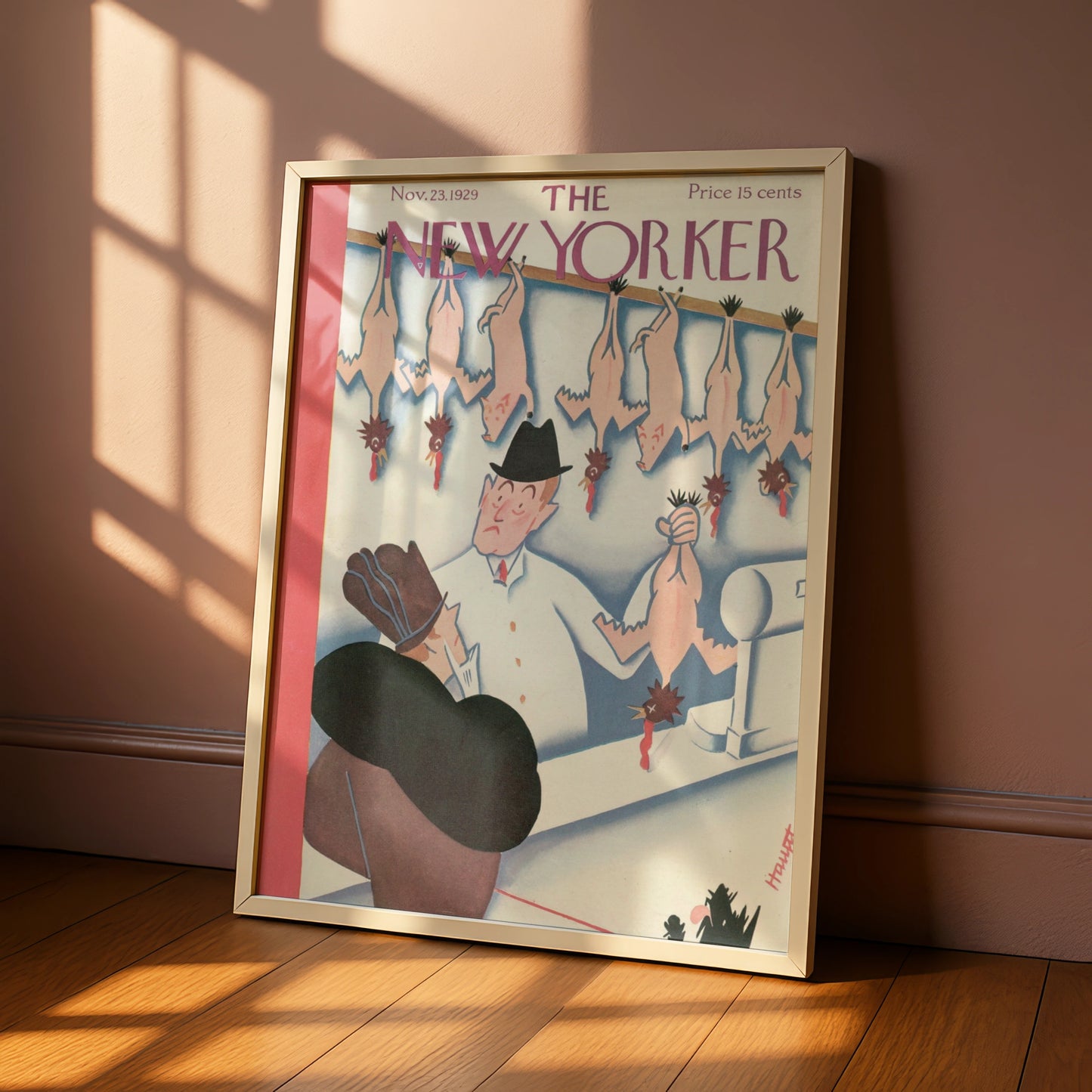 New Yorker 1929 Cover Poster, Thanksgiving Turkey Butcher Art Print, Vintage Wall Art