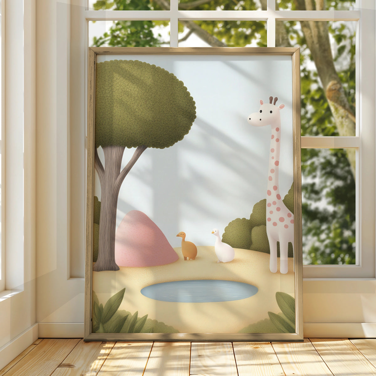 Giraffe Nursery Wall Art, Safari Animal Print, Baby Room Poster, Cute Kids Decor
