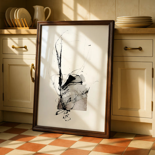 Abstract Ink Figure Monochrome Wall Art, Black and White Poster, Minimalist Print