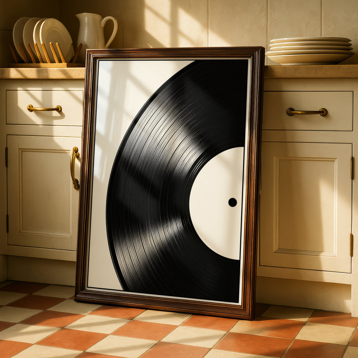 Vinyl Record Monochrome Wall Art, Black and White Music Poster, Minimalist Print, Modern Decor