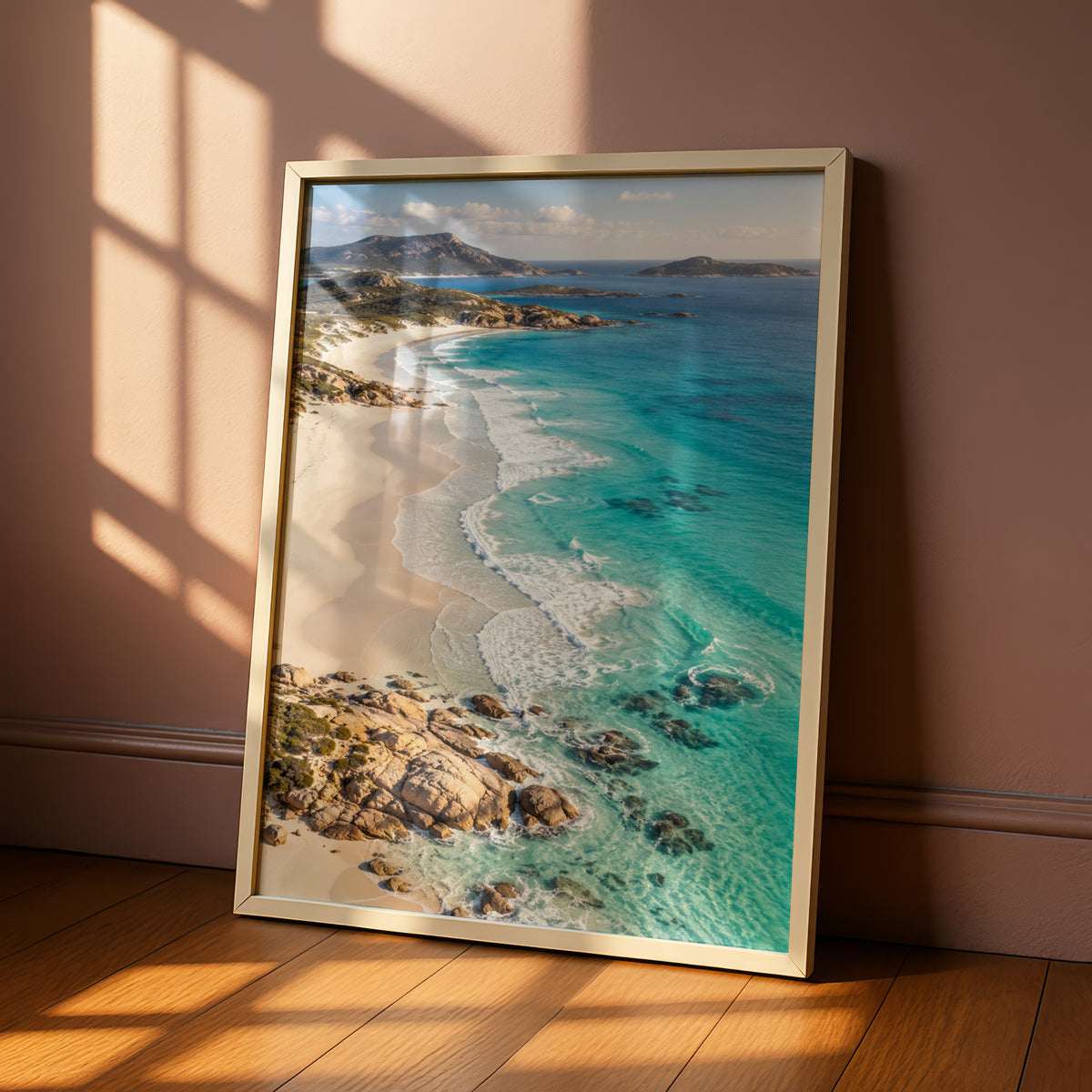Australian Coastal Landscape Print, White Sand Beach, Turquoise Ocean Wall Art, Beach House Poster