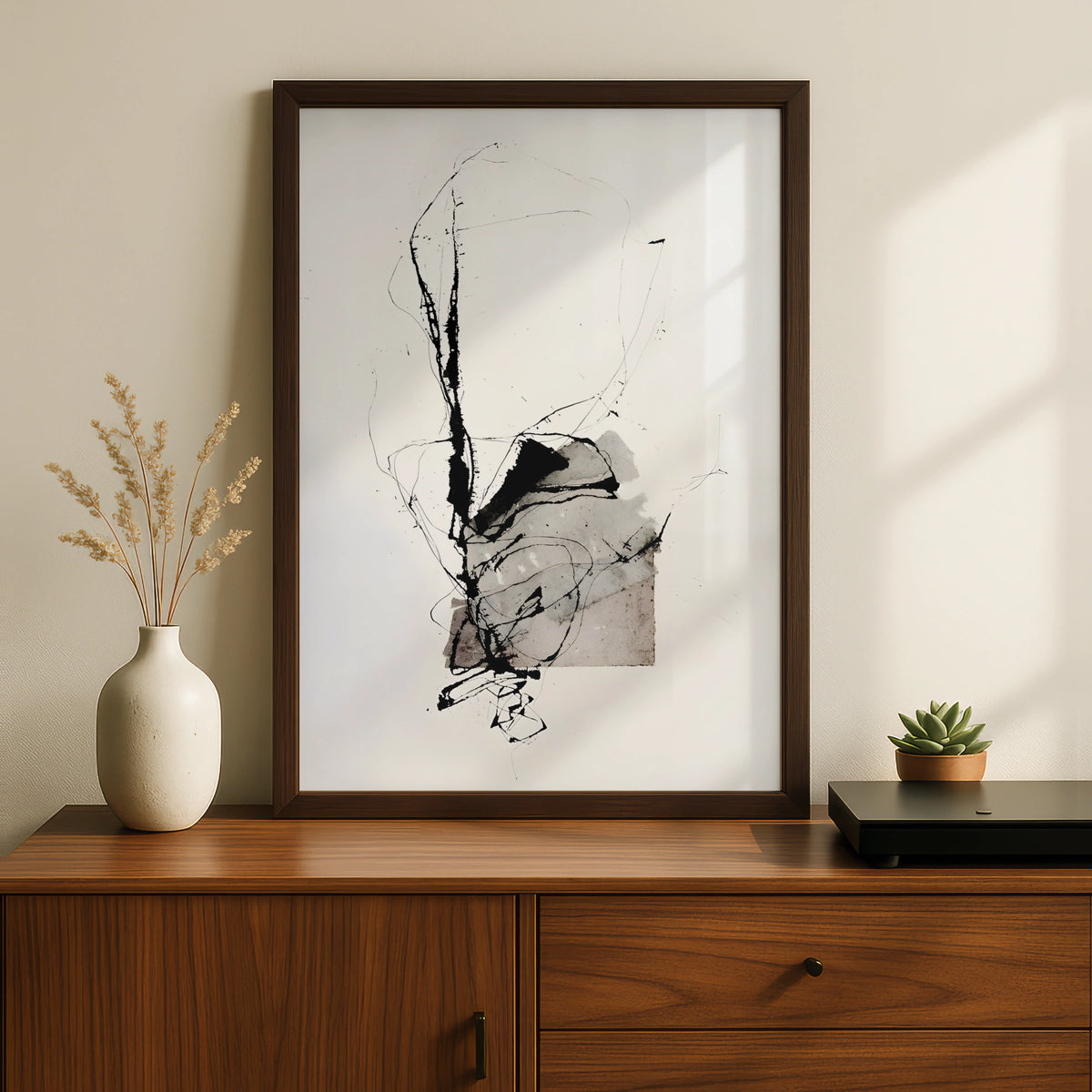 Abstract Ink Figure Monochrome Wall Art, Black and White Poster, Minimalist Print