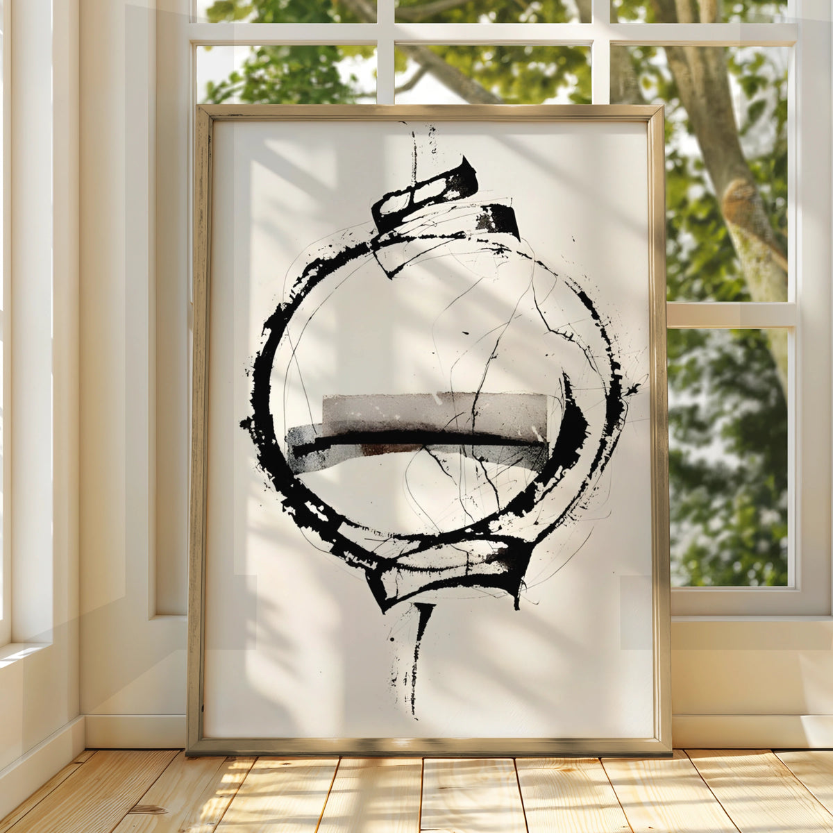 Abstract Circle Art, Monochrome Wall Art, Black and White Poster, Modern Minimalist Print