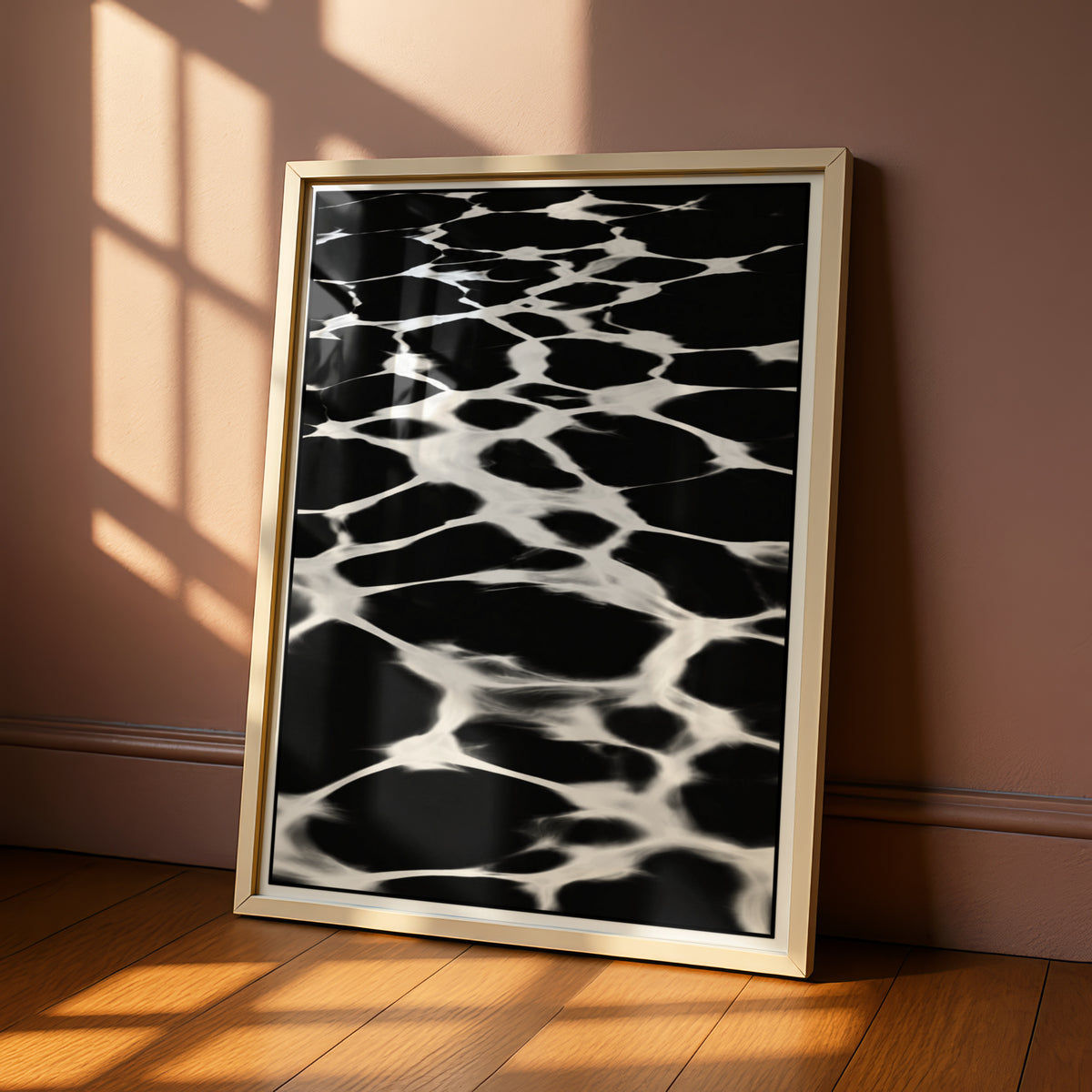 Water Reflection Print, Monochrome Wall Art, Black and White Abstract Poster, Modern Neutral Decor