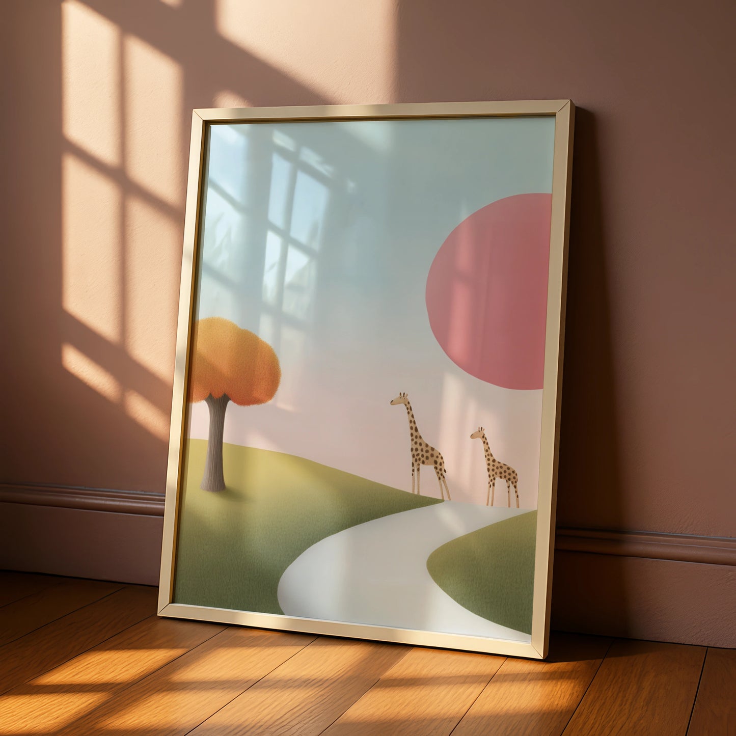 Giraffe Nursery Wall Art, Safari Animal Print, Pastel Kids Room Poster, Baby Girl Decor