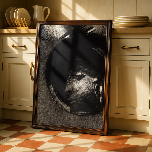 Dark Halloween Art Print, Spooky Black Gothic Face Poster, Occult Wall Art Decor