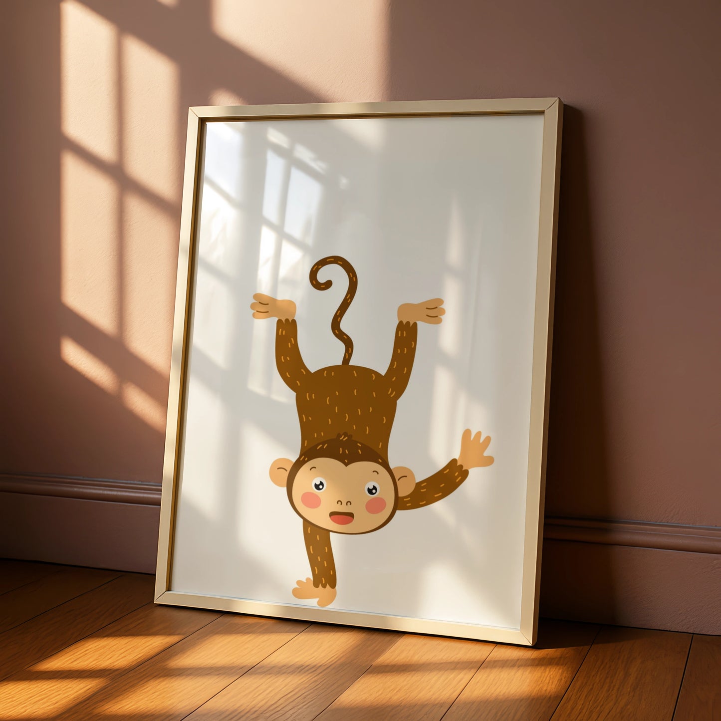 Cute Monkey Nursery Wall Art, Baby Animal Poster, Kids Room Jungle Decor Print