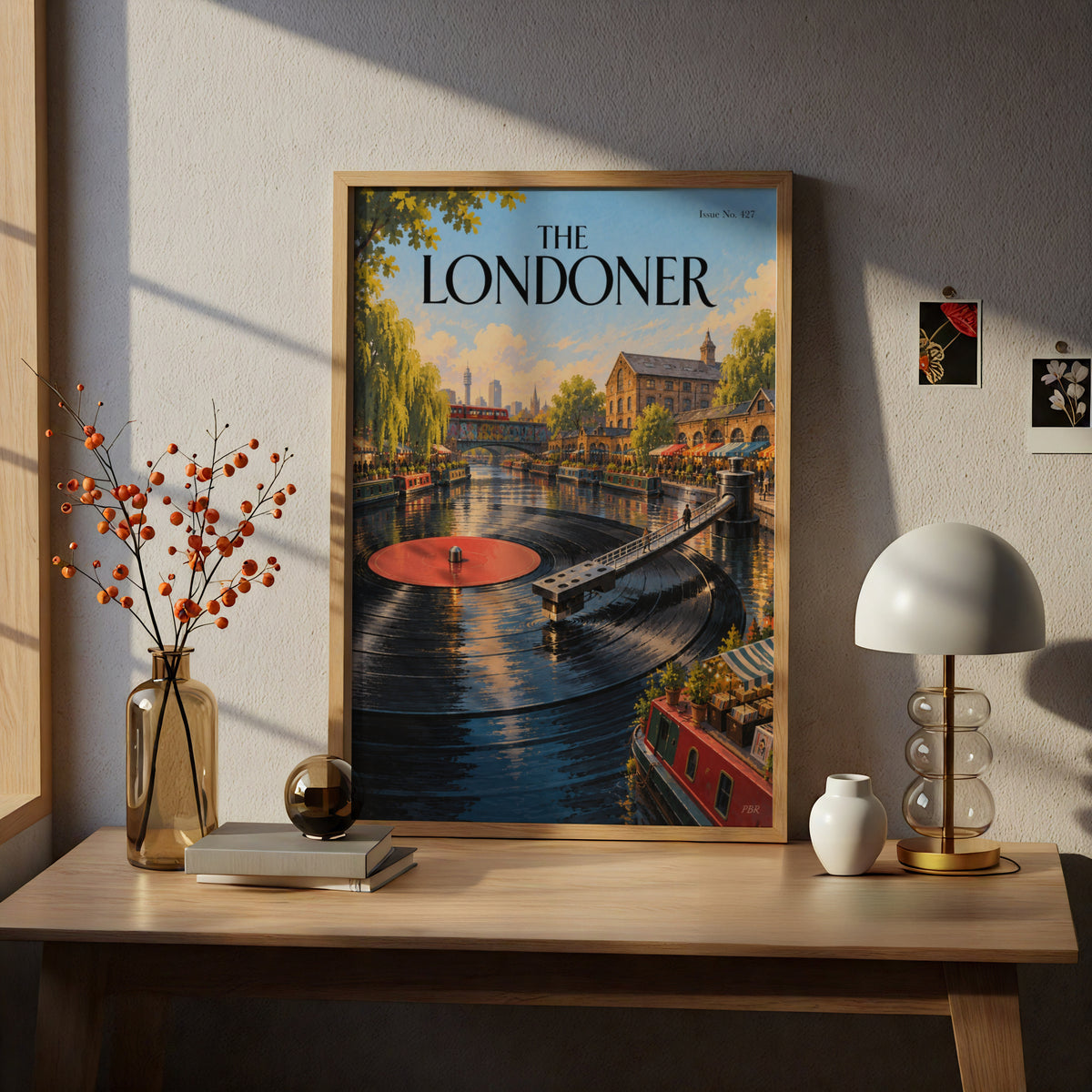 The Londoner Poster, Camden Canal Vinyl Record Art Print, London Wall Art, Music Lover Decor