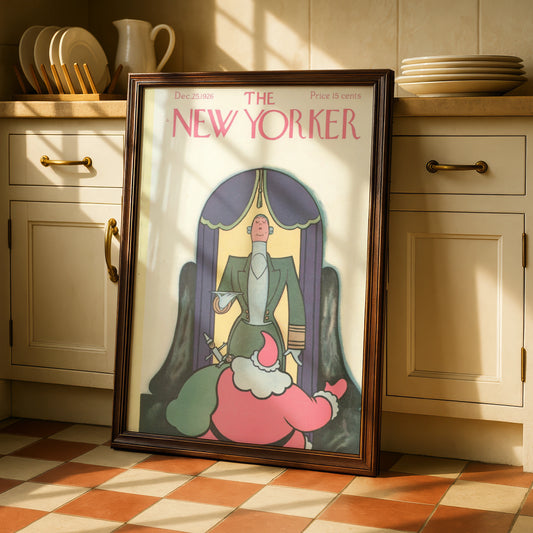 The New Yorker Christmas 1926 Poster, Santa Claus Art Deco Cover, Vintage Holiday Wall Art