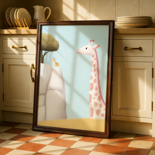 Giraffe Nursery Wall Art, Cute Safari Print, Baby Animal Poster, Kids Room Decor