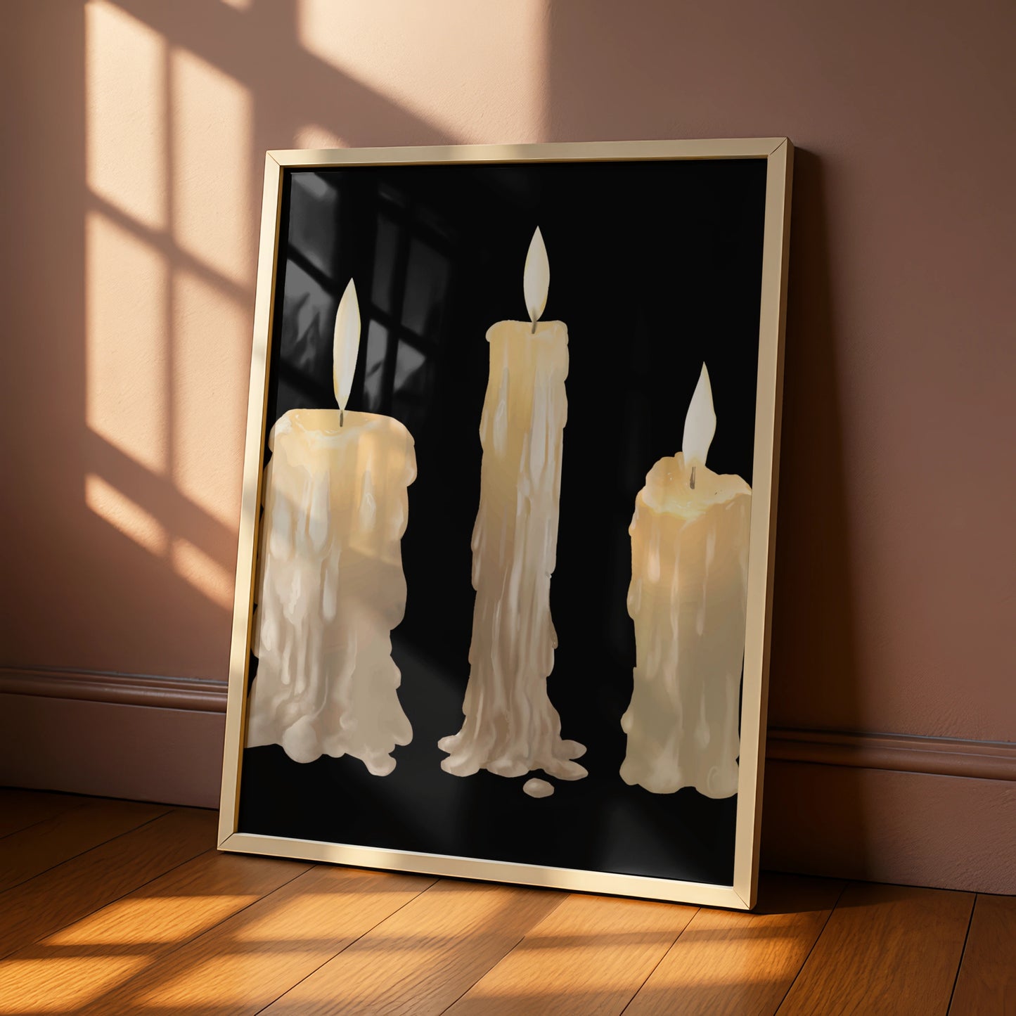 Halloween Candle Art Print, Dripping Wax Candles Poster, Dark Gothic Wall Art, Spooky Decor