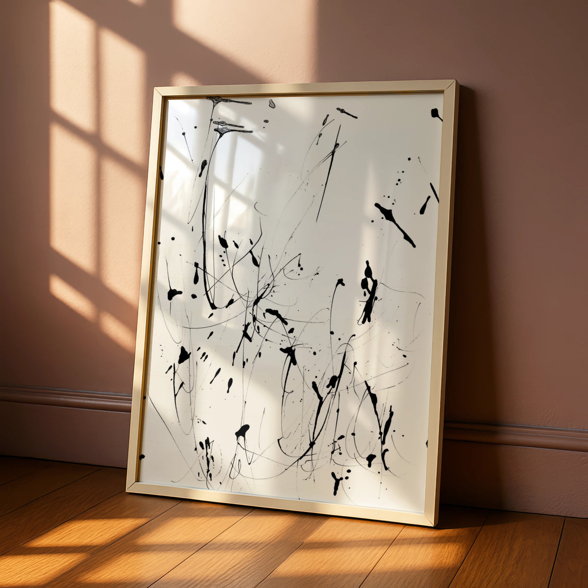 Black Ink Splatter Abstract Wall Art, Monochrome Poster, Modern Gallery Print