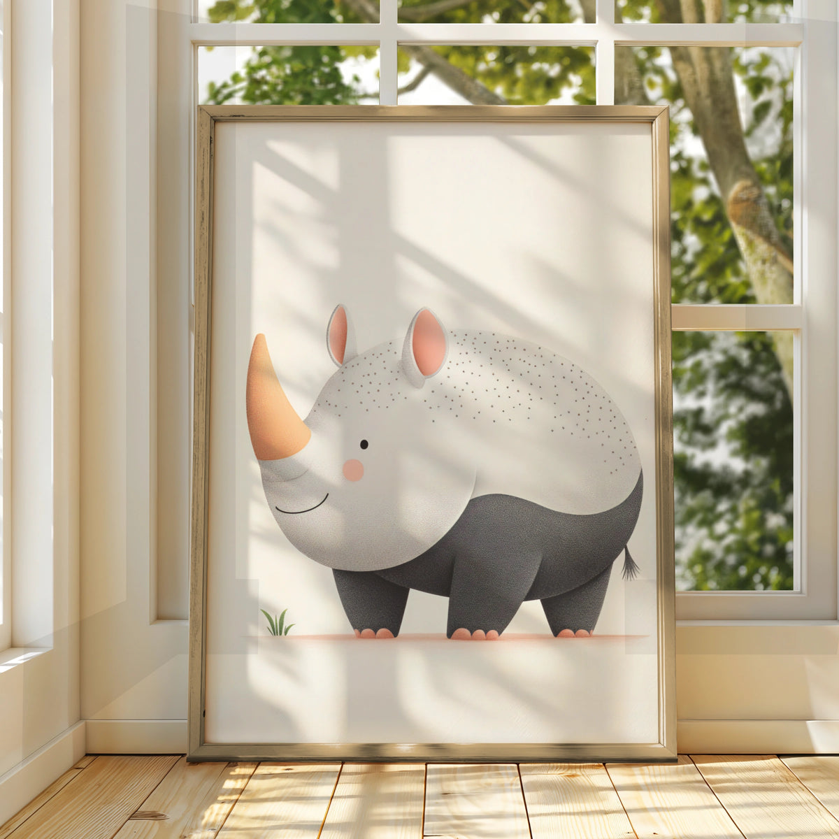 Cute Rhino Nursery Wall Art, Safari Animal Print, Kids Room Poster, Baby Shower Gift