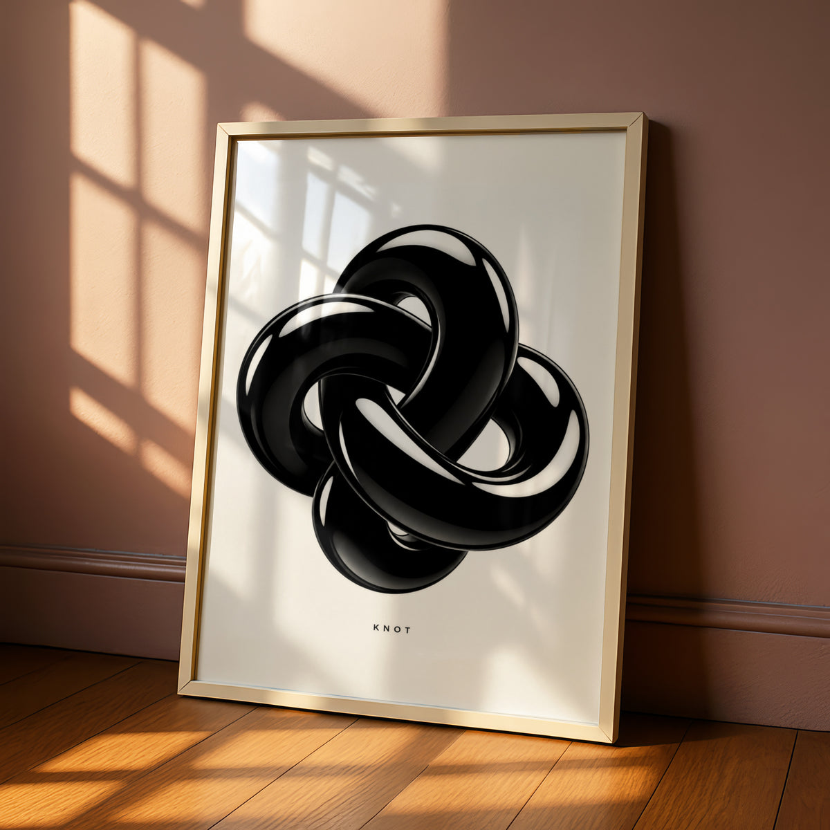 3D Knot Abstract Black White Poster, Monochrome Wall Art, Minimalist Modern Print