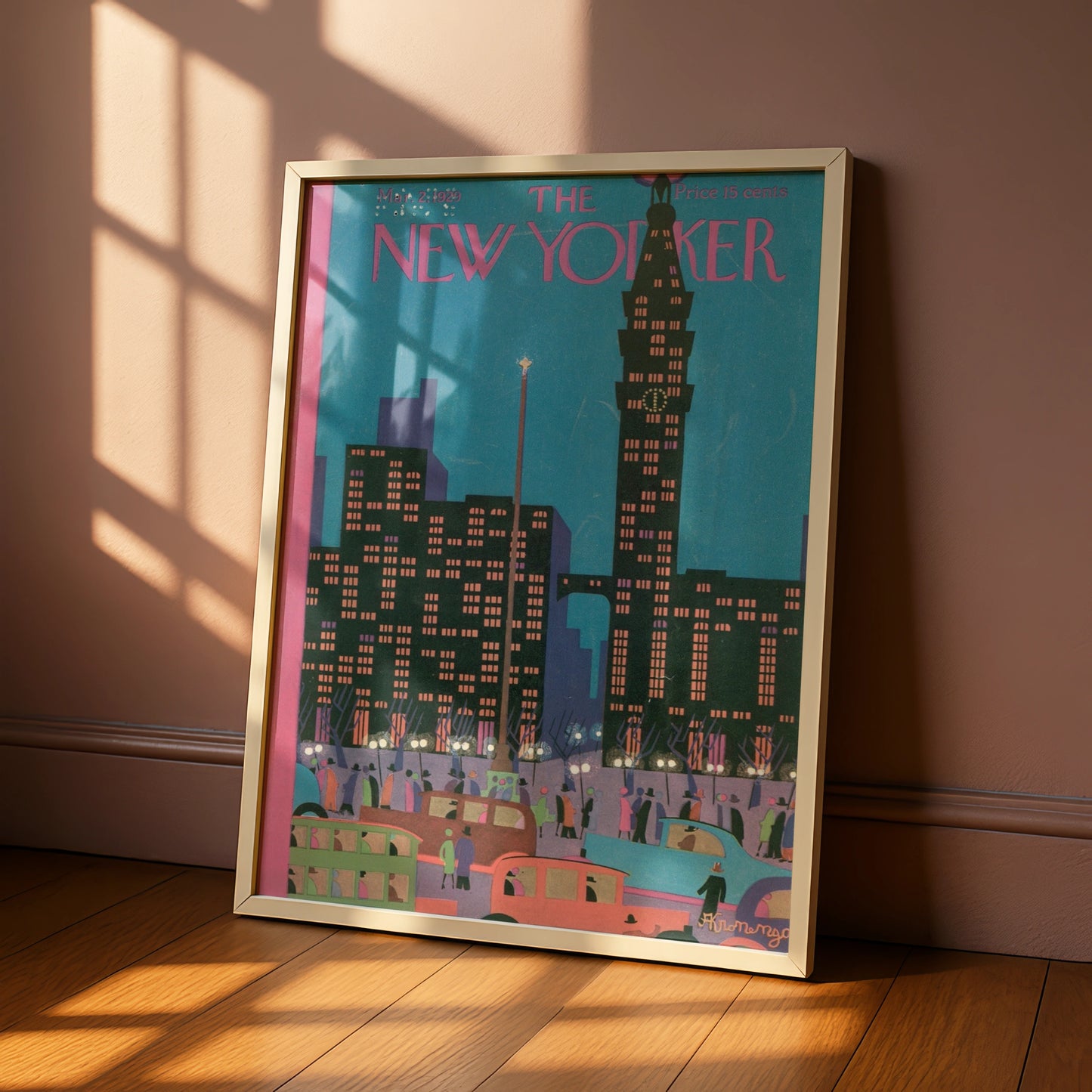 New Yorker 1929 Cover Poster, Art Deco NYC Skyline, Vintage New York City Wall Art Print