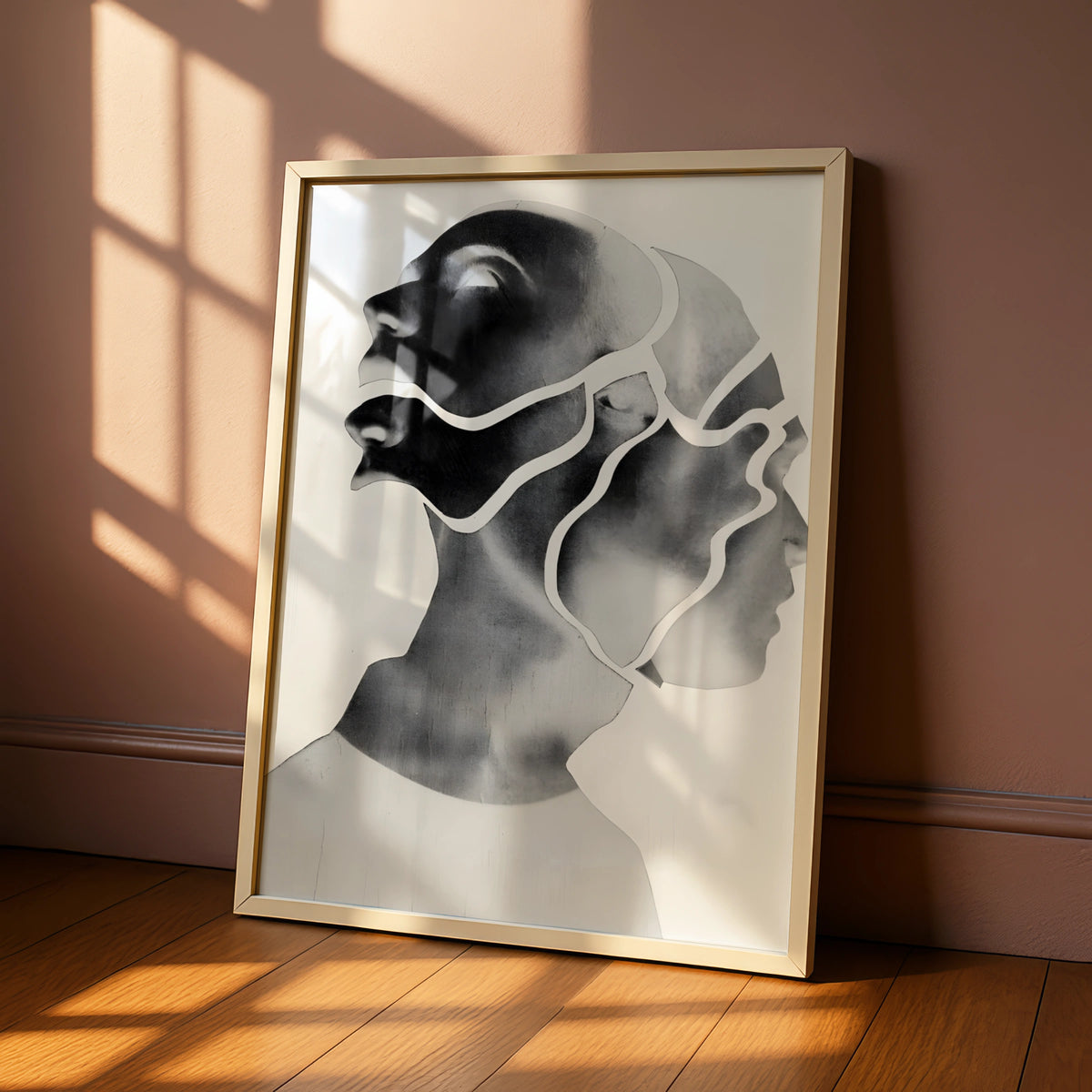 Abstract Face Portrait, Monochrome Wall Art, Modern Black and White Poster, Contemporary Figure