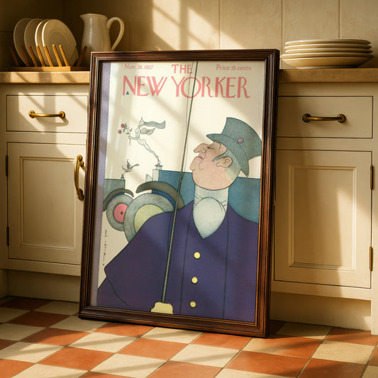 New Yorker 1927 Cover Poster, Rea Irvin Chauffeur Art Deco Wall Art Print