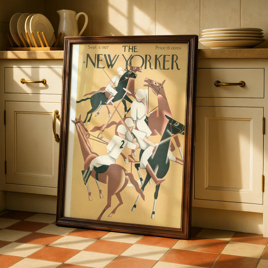 The New Yorker 1927 Polo Match Art Poster, Vintage Art Deco Horse Print, Gallery Wall