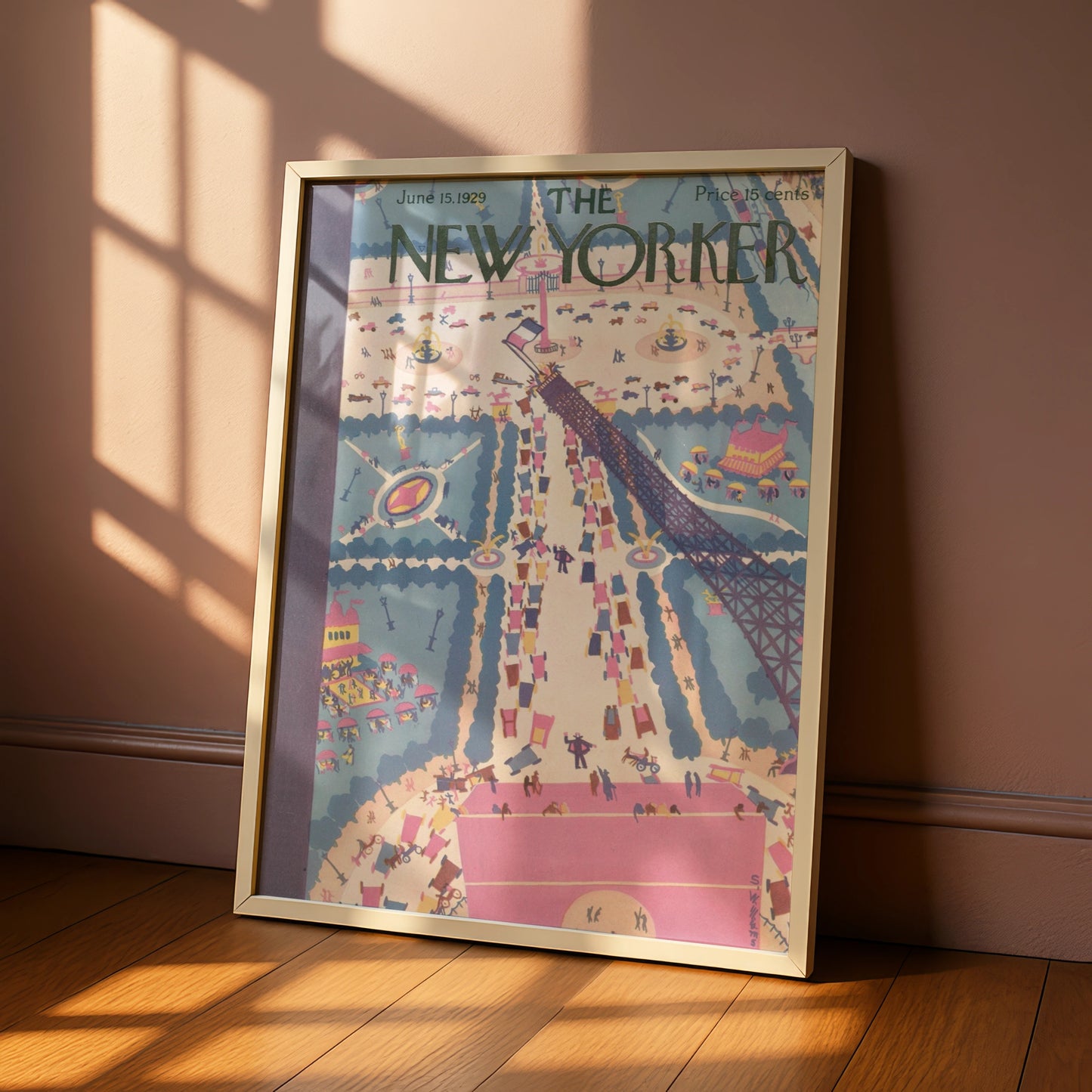 New Yorker Cover June 1929 Paris Eiffel Tower Art Poster, Vintage French Art Deco Print