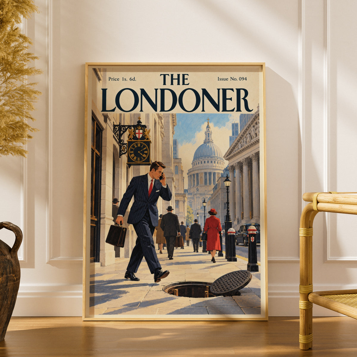 The Londoner Vintage Magazine Cover Poster, London Wall Art, Retro Illustration Art Print