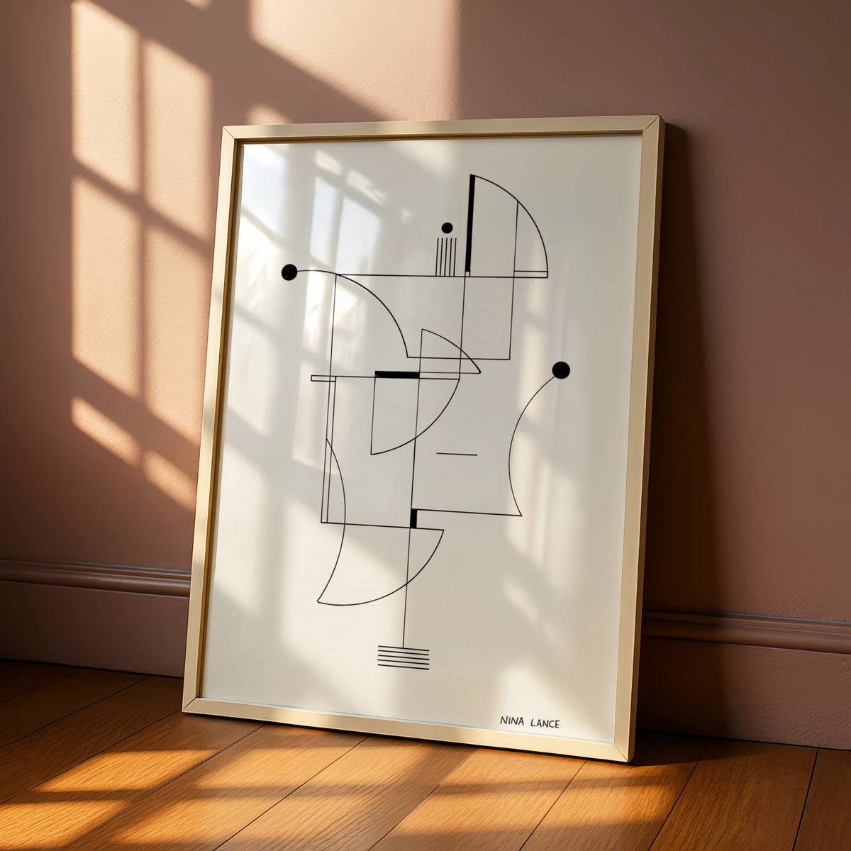 Geometric Abstract Black White Poster, Monochrome Wall Art, Minimalist Modern Print