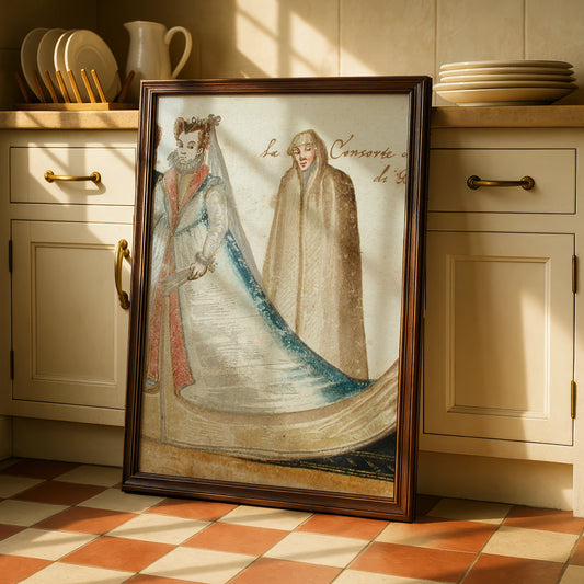 Renaissance Italian Costume Art Print, La Consorte del Castelan di Roma, Vintage Wall Poster