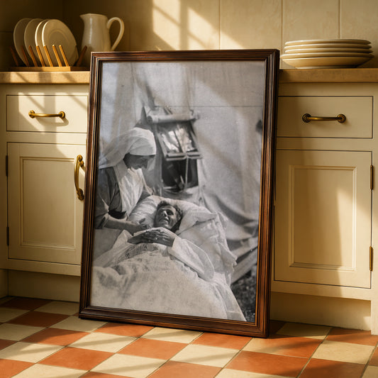 WW1 Nurse Field Hospital Poster, Vintage War Photography Print, Black White Wall Art