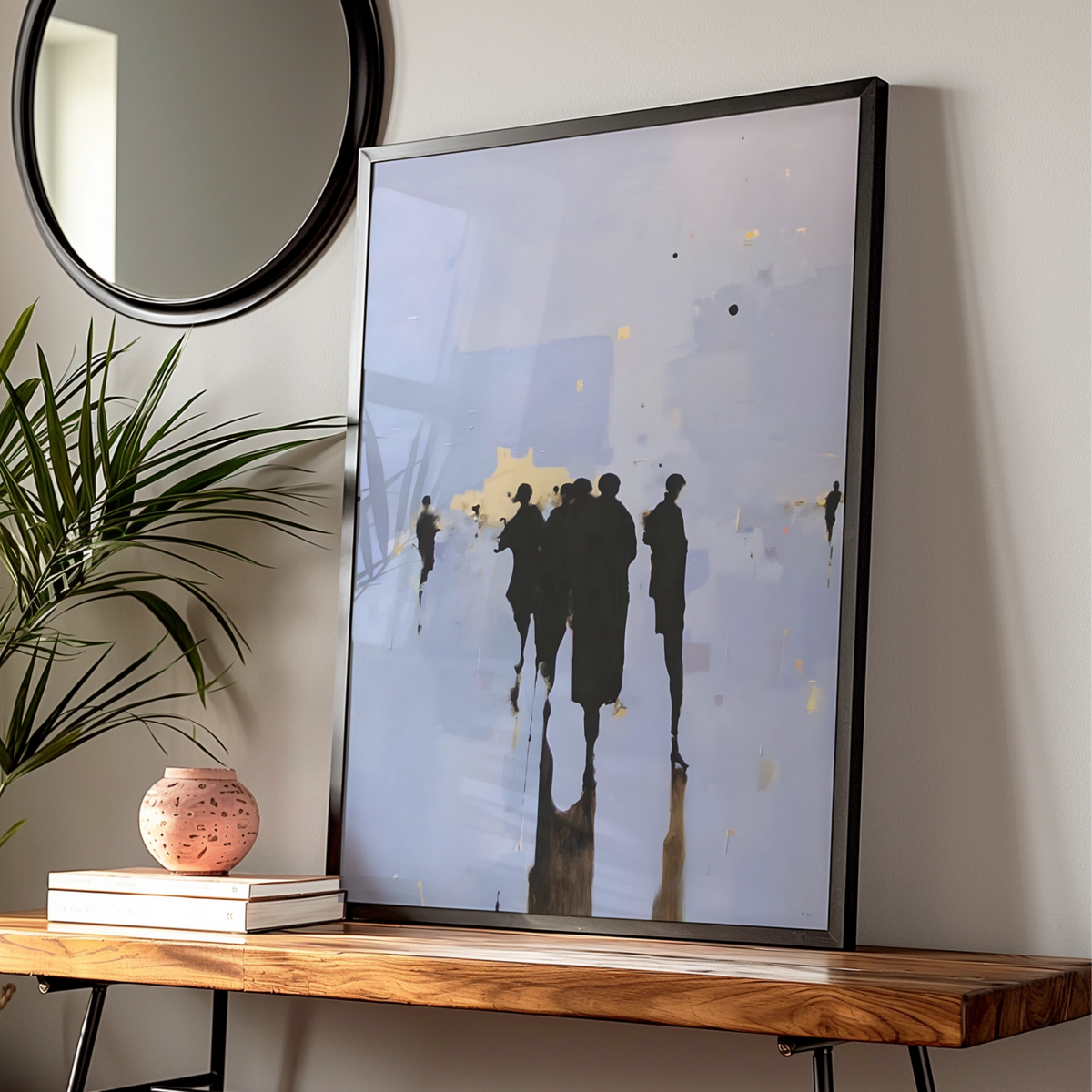 Abstract Figures Poster, Monochrome Wall Art, Modern Silhouette Print, Neutral Gallery Wall Decor