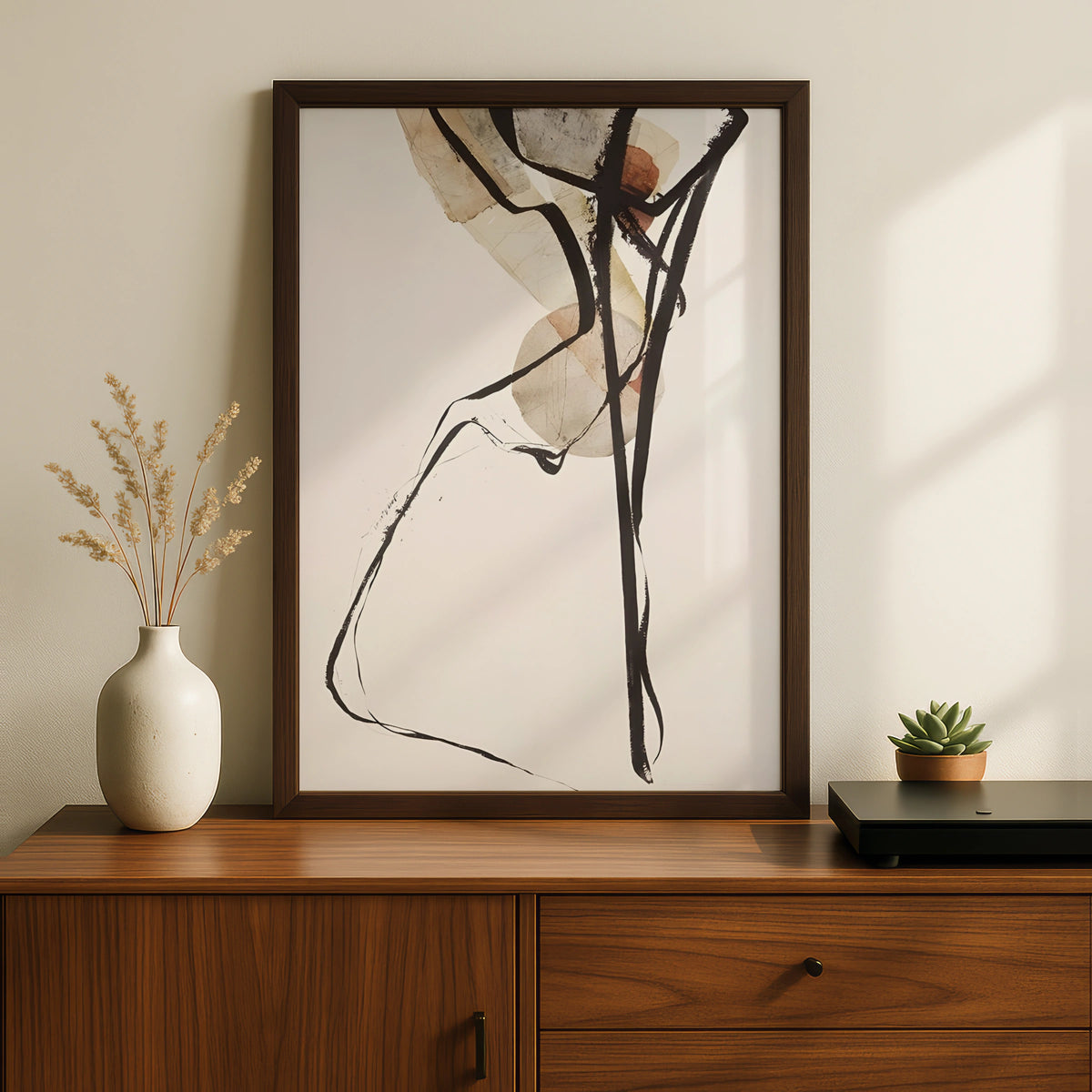 Abstract Ink Lines Monochrome Wall Art, Black and White Poster, Neutral Modern Print