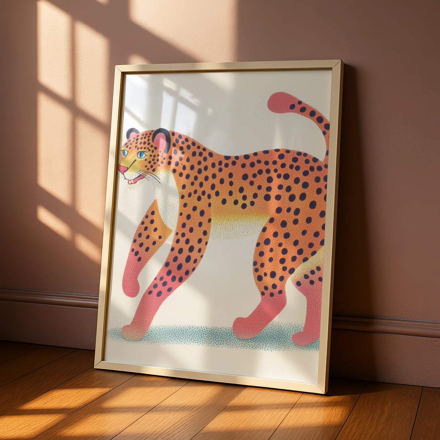Leopard Nursery Wall Art, Colourful Cheetah Print, Kids Room Poster, Safari Animal Decor