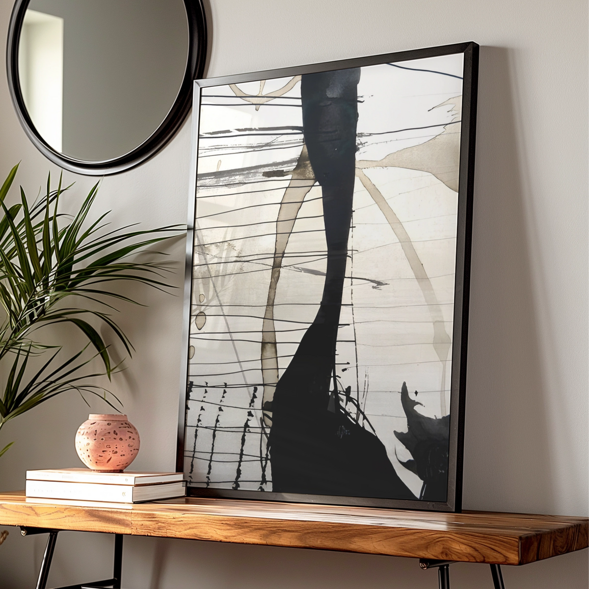 Abstract Ink Monochrome Wall Art, Black and White Poster, Modern Minimalist Print