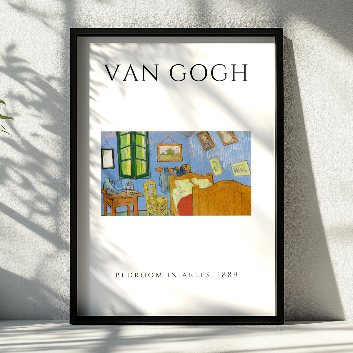 Van Gogh Bedroom in Arles Wall Art Print | Blue Post-Impressionist Poster, Gallery Wall – A4 Black frame