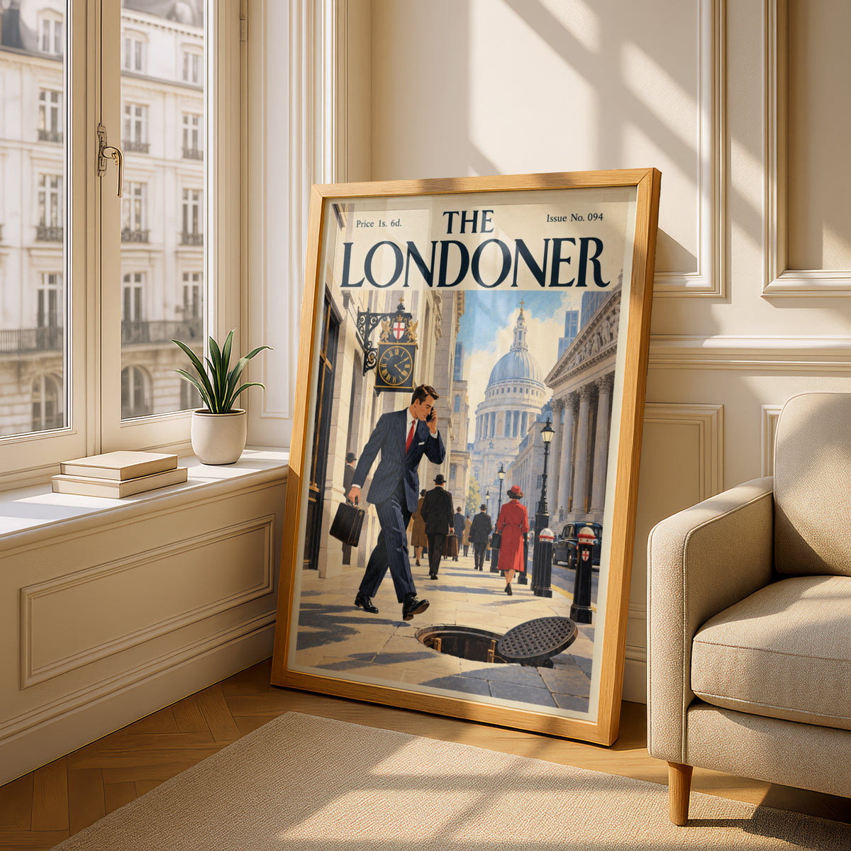 The Londoner Vintage Magazine Cover Poster, London Wall Art, Retro Illustration Art Print