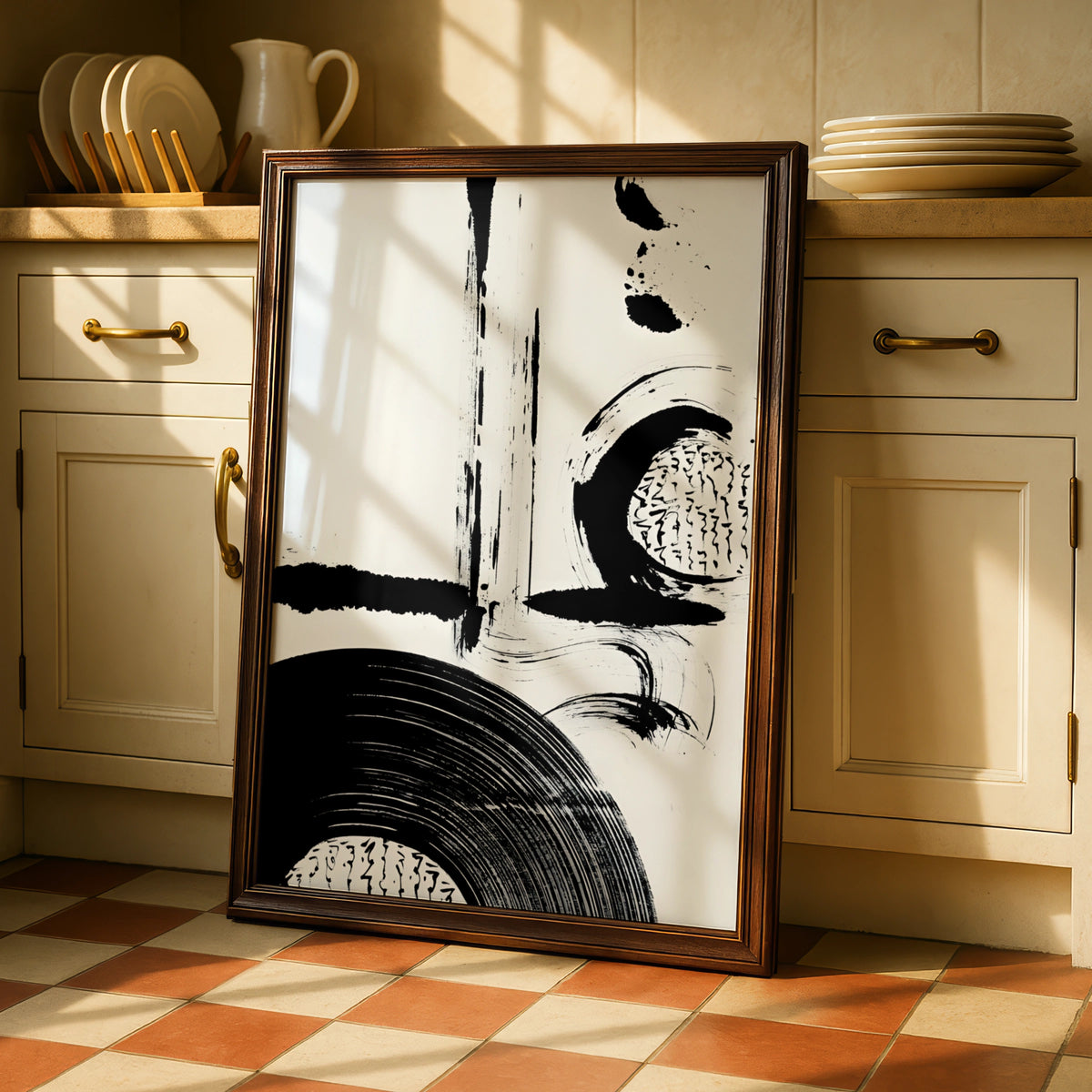 Bold Monochrome Abstract Wall Art, Black and White Modern Print, Gallery Wall Poster