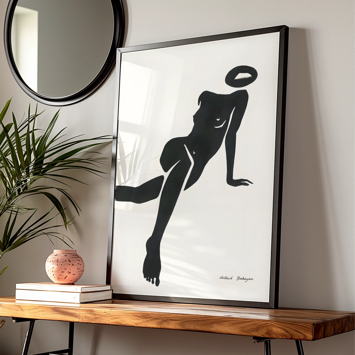 Abstract Female Figure Print, Monochrome Wall Art, Black and White Minimalist Poster, Modern Art