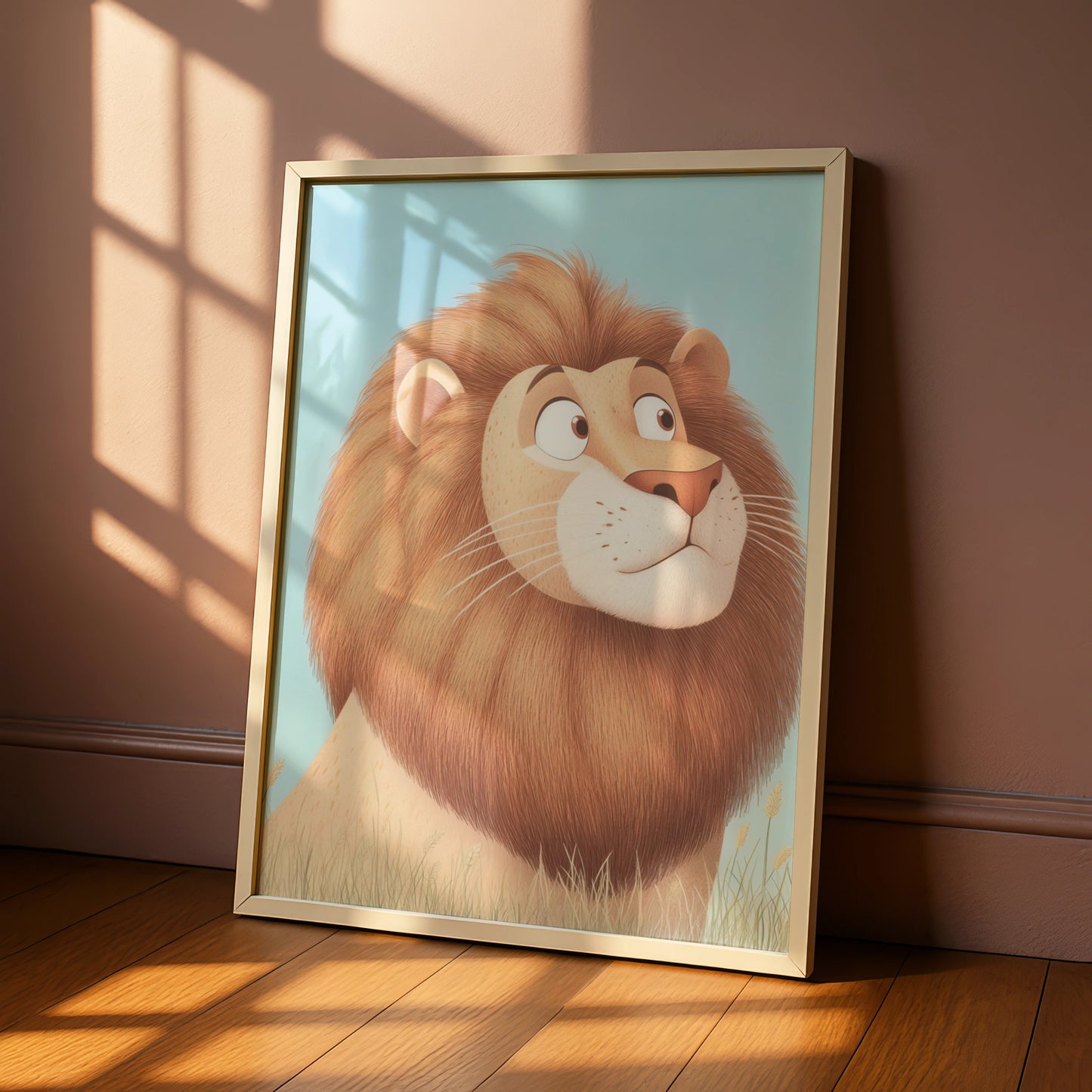 Lion Nursery Wall Art, Cute Lion Print, Baby Boy Room Poster, Safari Animal Decor