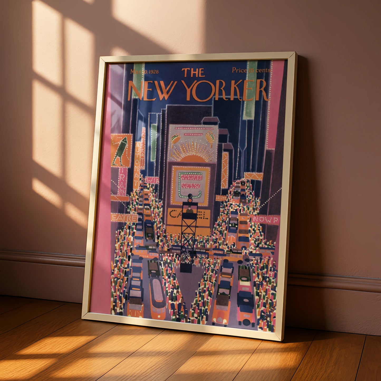 New Yorker 1928 Times Square Poster, Vintage NYC Art Print, Art Deco New York Wall Art