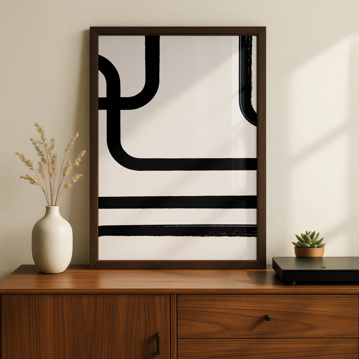 Abstract Line Art Print, Monochrome Wall Art, Modern Black White Poster, Minimalist Decor