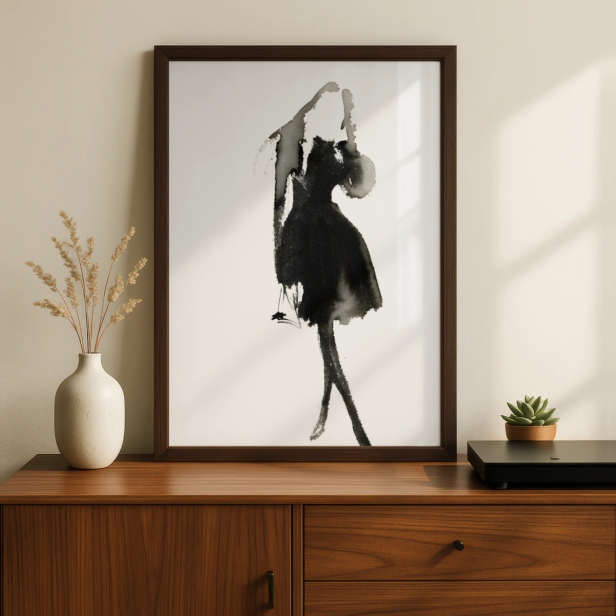 Fashion Figure Ink Art, Monochrome Wall Art, Black and White Poster, Minimalist Print