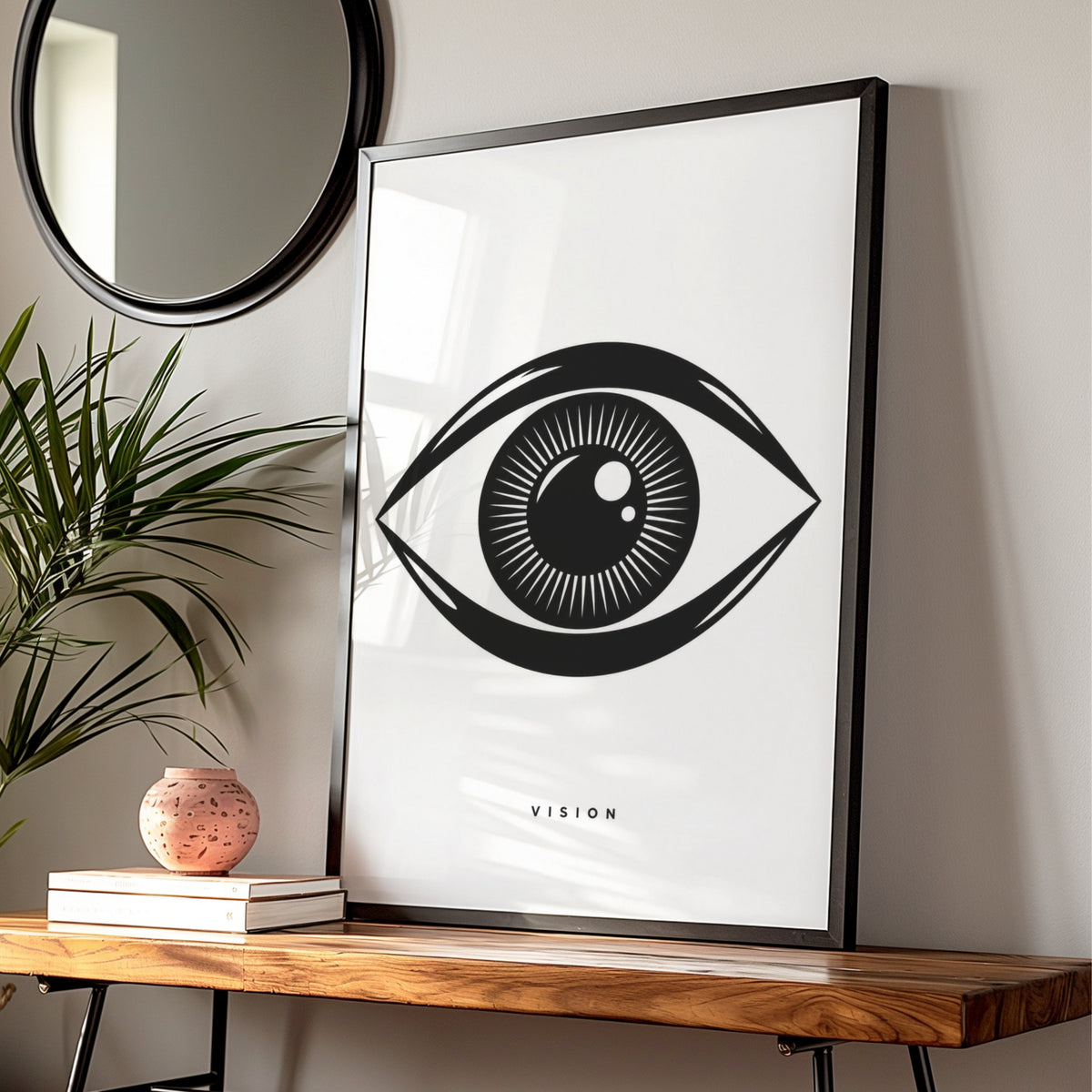 Vision Eye Print, Monochrome Wall Art, Minimalist Black and White Poster, Gallery Wall Decor