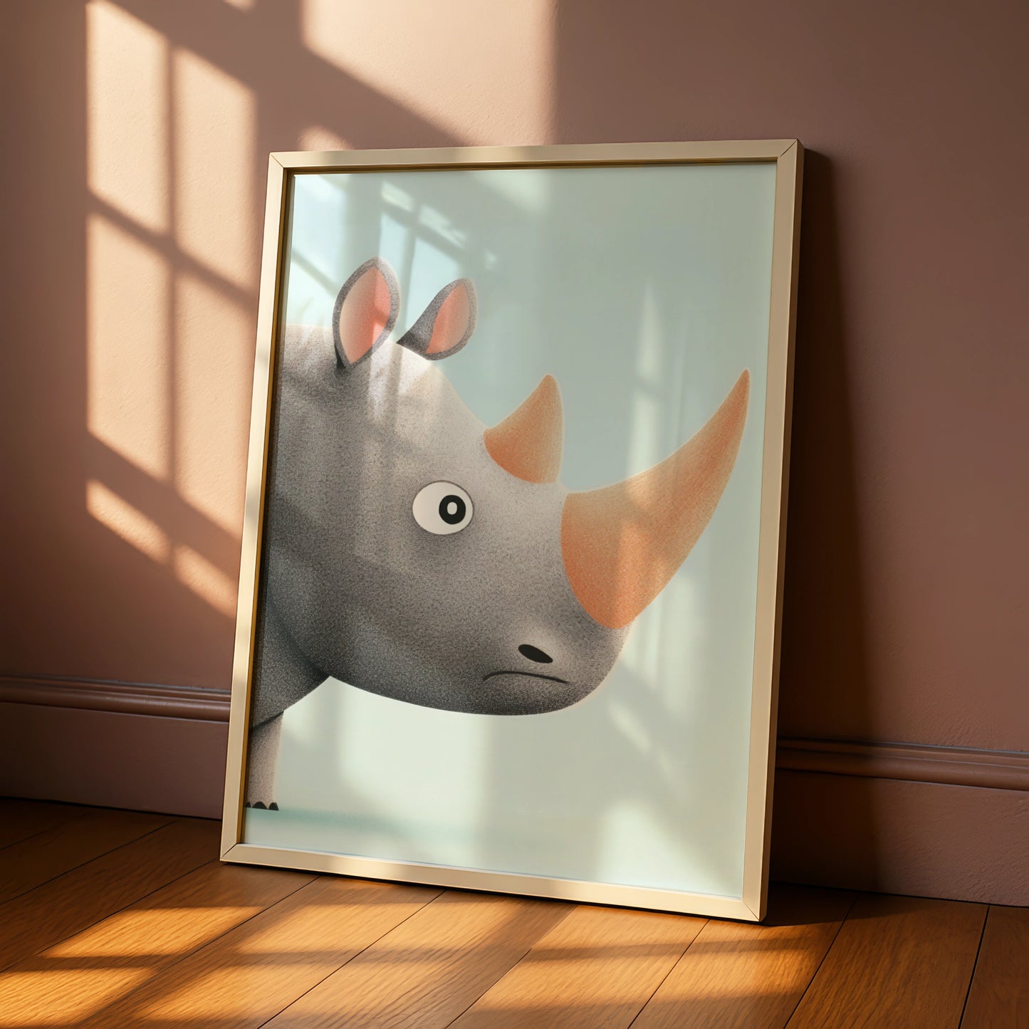 Rhino Nursery Wall Art, Cute Rhinoceros Print, Baby Animal Poster, Kids Room Decor