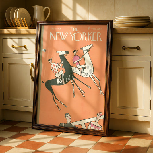The New Yorker May 1926 Horse Racing Cover Poster, Art Deco Jockey Wall Art Print