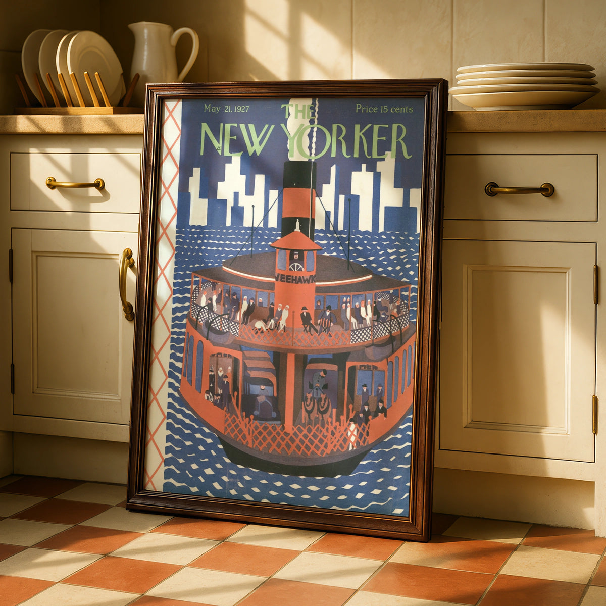 Ferry Boat Poster, Vintage Editorial Wall Art wall art print