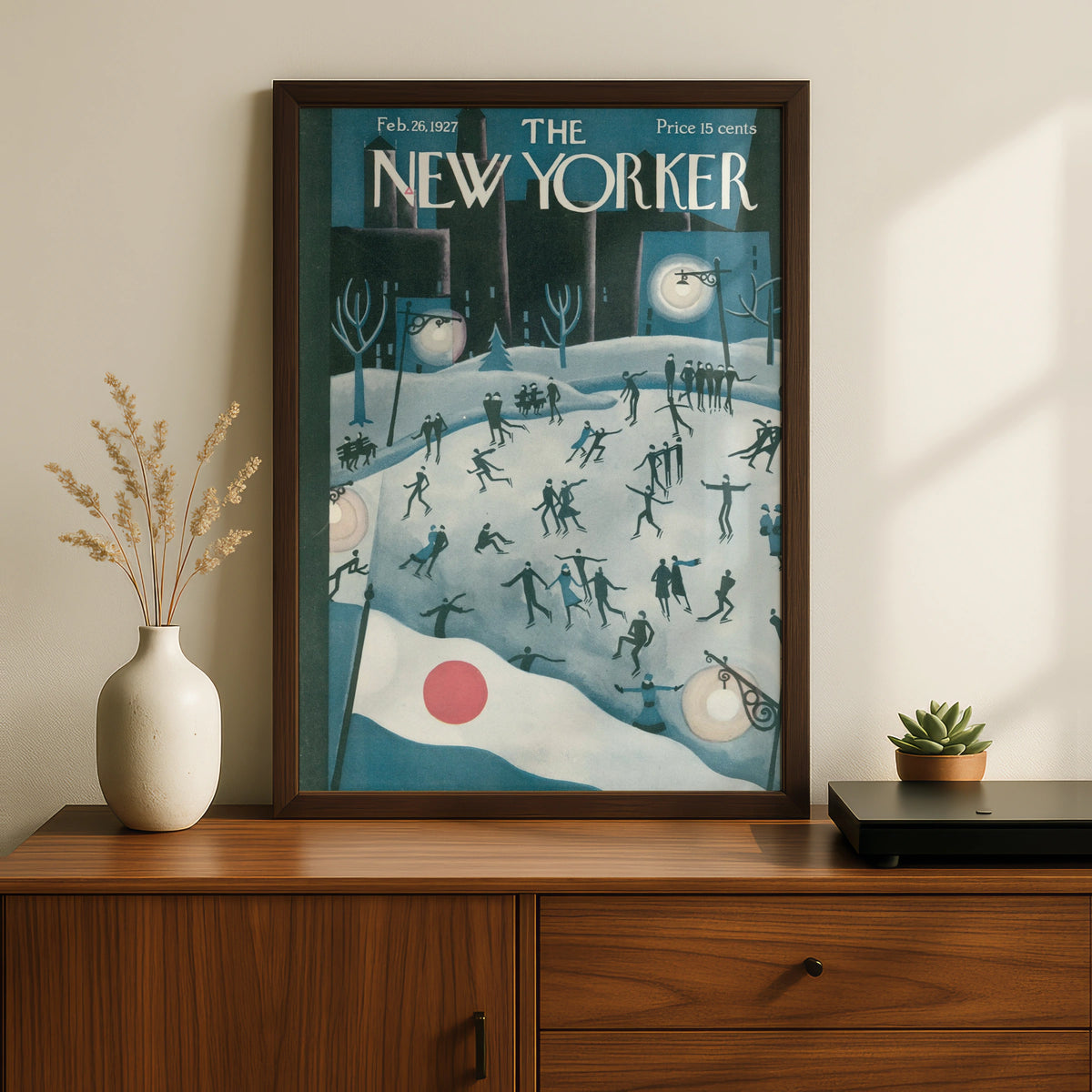 Vintage Ice Skating Winter Poster, Vintage Editorial Wall Art wall art print