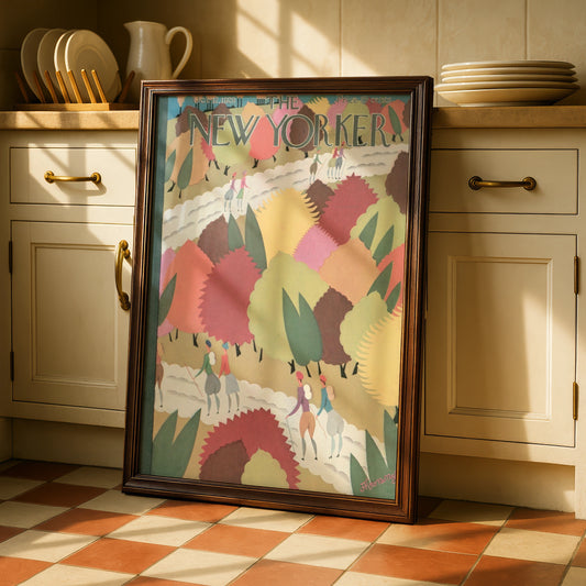 New Yorker 1929 Autumn Park Poster, Vintage Art Deco Cover Print, Fall Wall Art