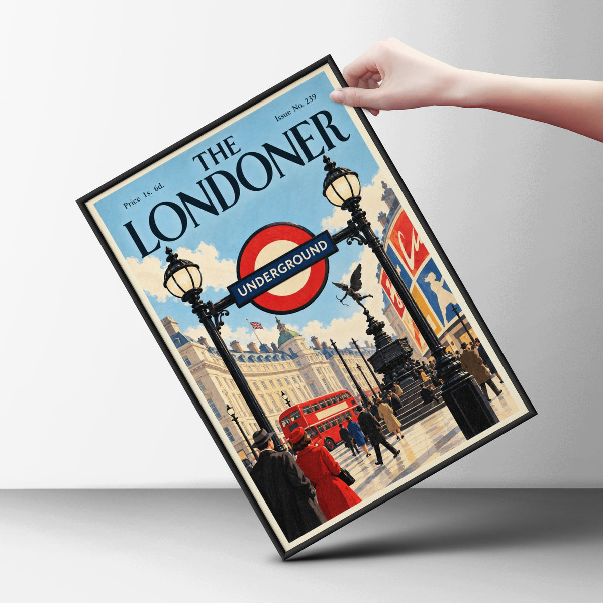Vintage London Underground Poster, Piccadilly Circus Wall Art, Retro Magazine Cover Art Print