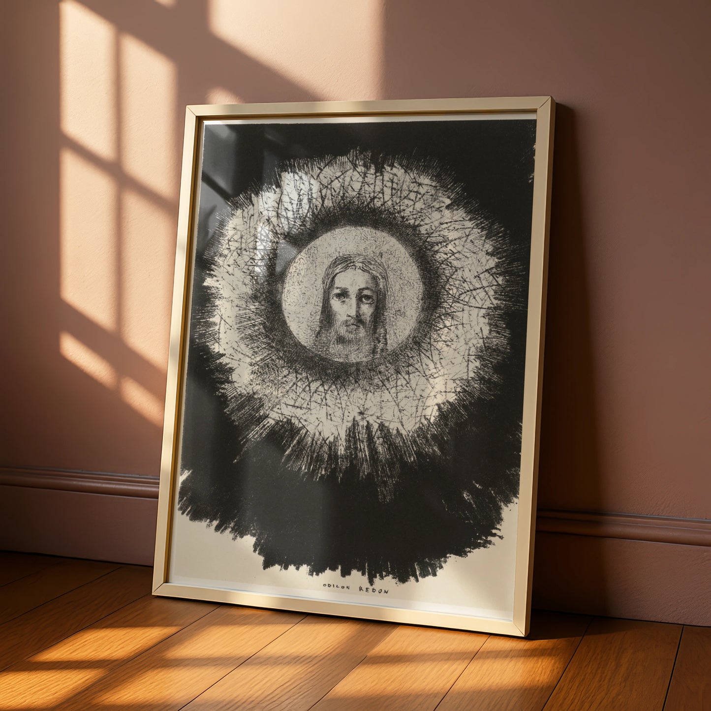 Odilon Redon Halloween Art Print, Dark Mystical Face Poster, Black White Gothic Wall Art