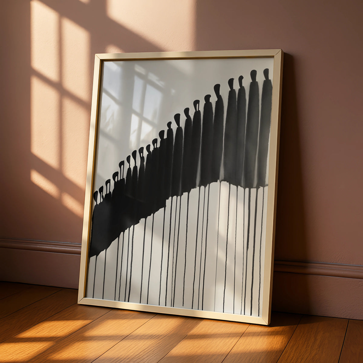 Abstract Figures Monochrome Wall Art, Black and White Poster, Minimalist Print